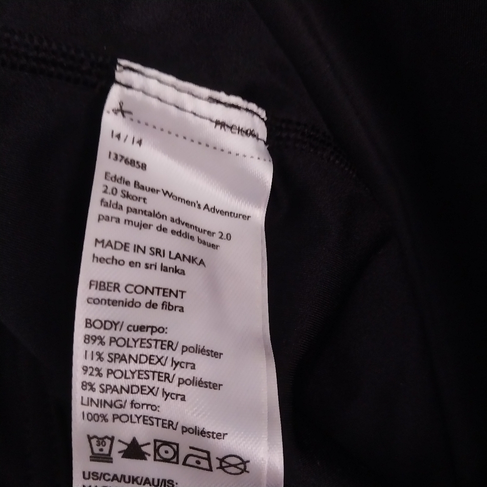 Eddie Bauer Womens size 14 Adventurer 2.0 Skort Black Lined Hiking Skirt Shorts - Picture 3 of 11